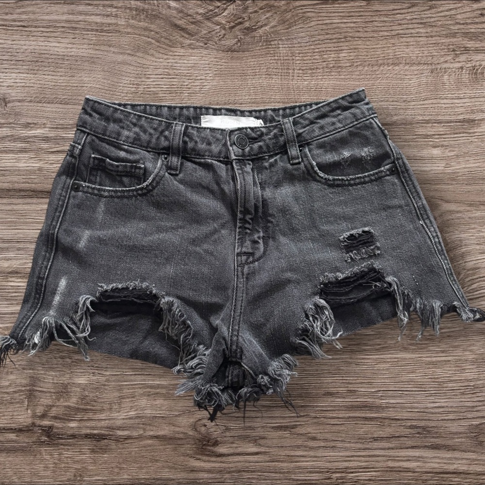 Hidden Distressed Black Jean Shorts